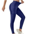 thumbnail image 1 of Women's Seamless Leggings with Pockets High Waist Workout Gym Scrunch Butt Lifting Yoga Fitness Booty Pants Tights Navy, 1 of 3