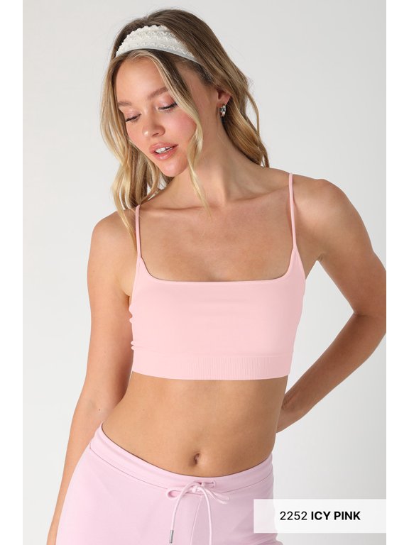 Womens Seamless Micro Square Bralette, Soft Stretch Crop Bra Top, Light Support Cami Bralette, Made in USA