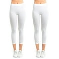 thumbnail image 1 of Women's Seamless Nylon Workout Active Solid Plain Capri One Size Leggings (White/White), 1 of 2