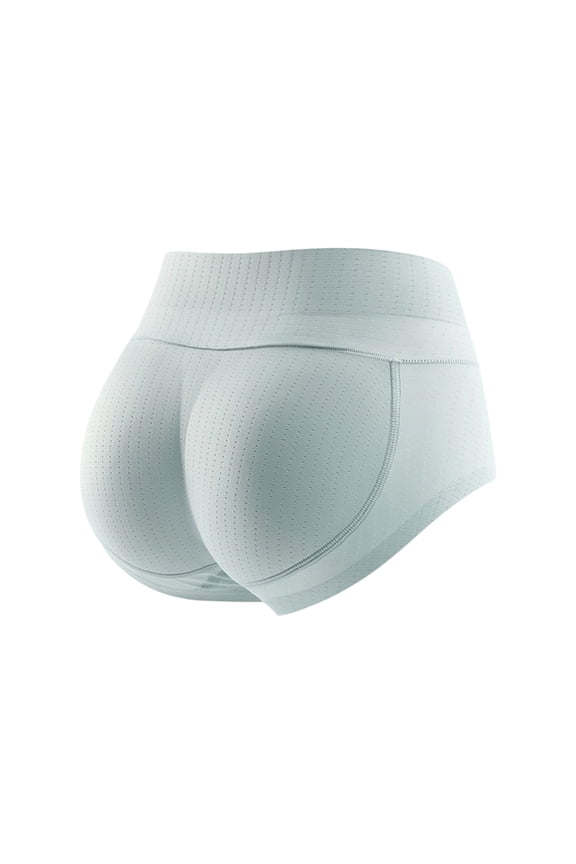 Women's Seamless Padded Butt Lifter Underwear, Breathable Honeycomb Hip Enhancer, Mid-Waist Boy-Short Shapewear Light Blue S