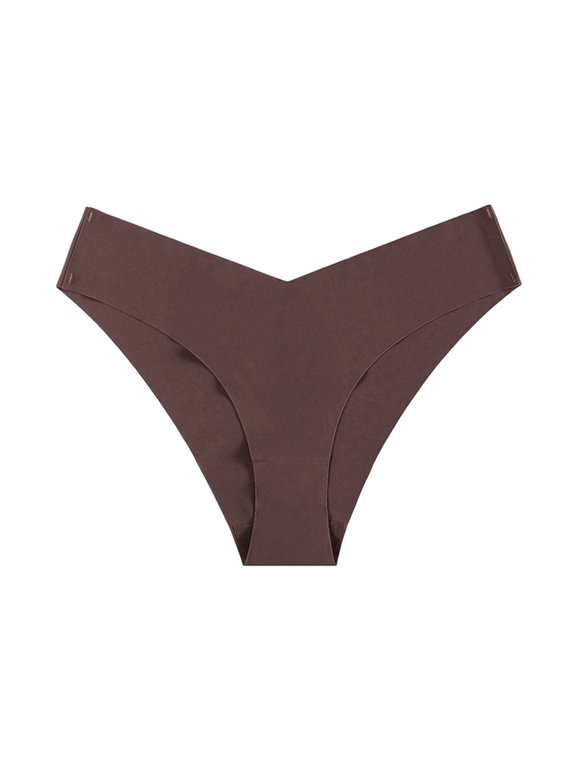Women's Seamless Panties Lingerie V-Waist Female G Strings Thongs Underpant Panties Dark Gray S