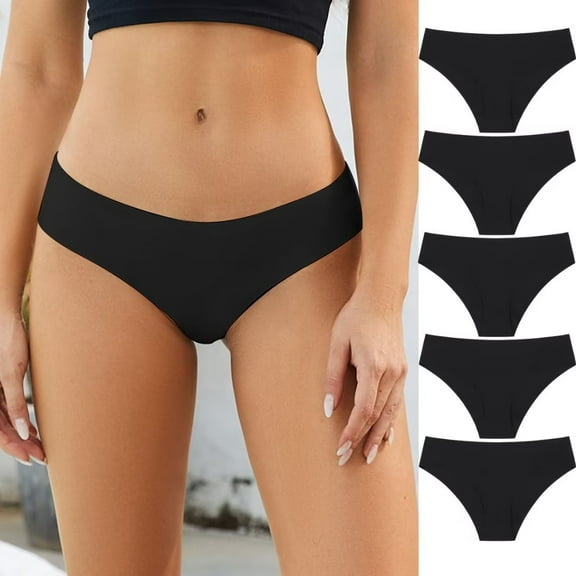 Women's Seamless Panties Soft Stretch Invisibles Briefs Ladies Solid No Show Hipster Underwear 5 Pack