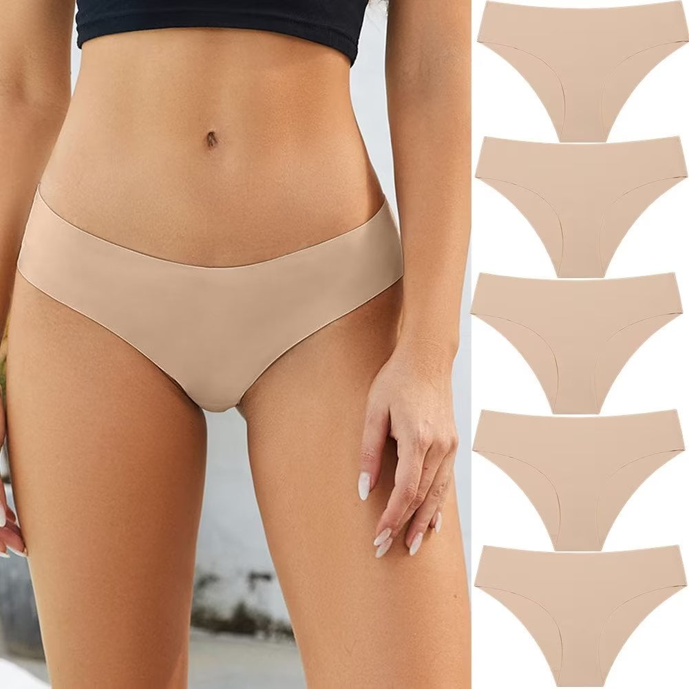 Women's Seamless Panties Soft Stretch Invisibles Briefs Ladies Solid No Show Hipster Underwear 5
