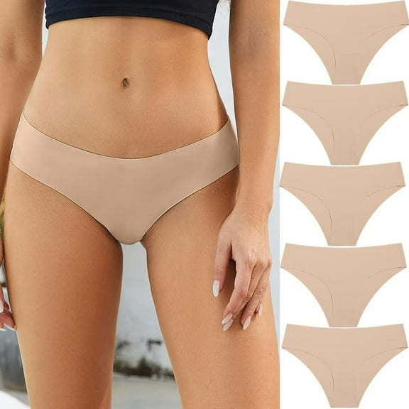 Women's Seamless Panties Soft Stretch Invisibles Briefs Ladies Solid No Show Hipster Underwear 5 Pack