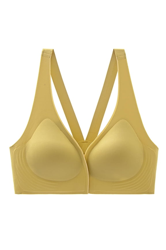 Women's Seamless Push Up Bra Front Closure Sports Enhances Cleavage Smoothing Comfortable Jelly Strip Back Support
