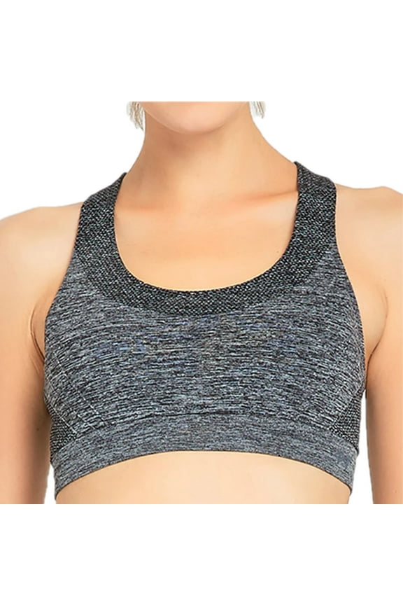 Women's Seamless Racerback Sports Bra, Heather Grey L, 1 Pack