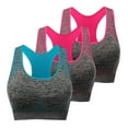 thumbnail image 1 of Women's Seamless Racerback Sports Bra High Impact Medium Support Yoga Bras Gym Workout Fitness Wireless Crop Tank Tops, 3 Pack, 1 of 8