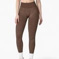 thumbnail image 1 of Women's Seamless Ribbed High Waist Full Length Leggings with Compression Fit - Large, Brown, 1 of 7