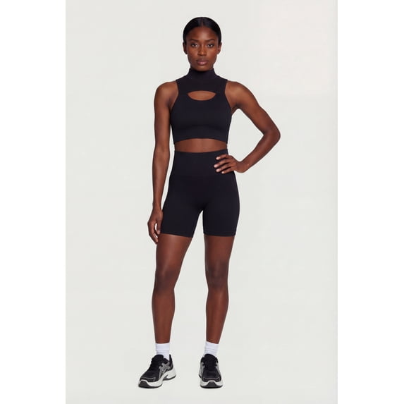 Women's Seamless Ribbed High Waisted Bike Shorts