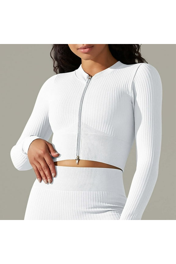 Women's Seamless Ribbed Yoga Cardigan Long Sleeve Solid Color Fitness Running Jacket Womens plus Cardigans Cabin Sweaters for Women Ladies Front Open Sweater Mesh Cardigan Long Cardigans for Women