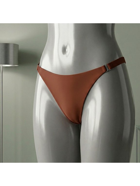 Women's Seamless Ring Buckle T-Back Panties, Soft Thin Invisible Summer Underwear,1 Pack,Dark Brown