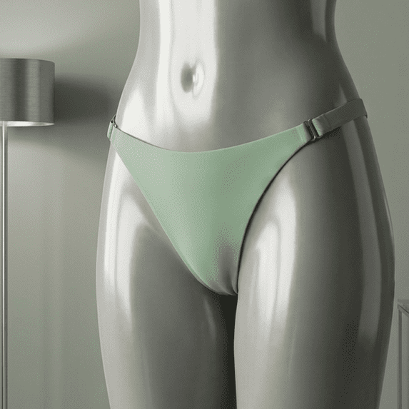 Women's Seamless Ring Buckle T-Back Panties, Soft Thin Invisible Summer Underwear,1 Pack,Grass Green