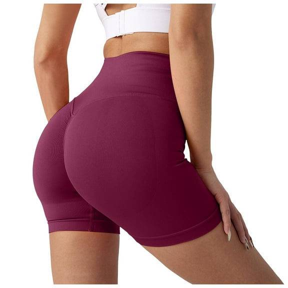 Women's Seamless Scrunch Shorts - High Waist Gym Yoga Shorts, Tummy Control, Nylon Spandex, S-XL