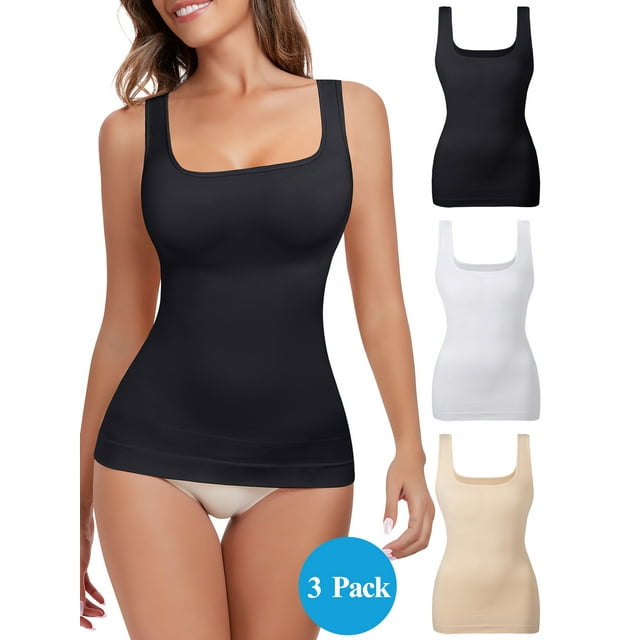Sheryer 3Packs Women's Seamless Shapewear Tank Top, Square Neck Tummy
