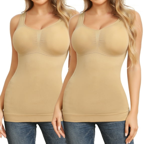 Women's Seamless Shapewear Tank Top Compression Undershirt With Built-In Bra For Intimate Underwear