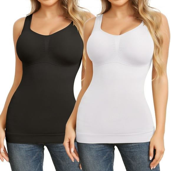 Women's Seamless Shapewear Tank Top Compression Undershirt With Built-In Bra For Intimate Underwear