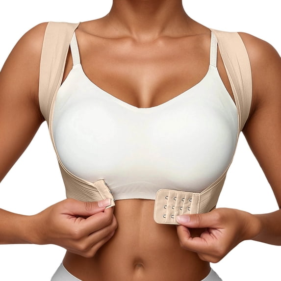 Women's Seamless Shapewear Top - Front Closure Back Support Bra for Posture and Daily Comfort