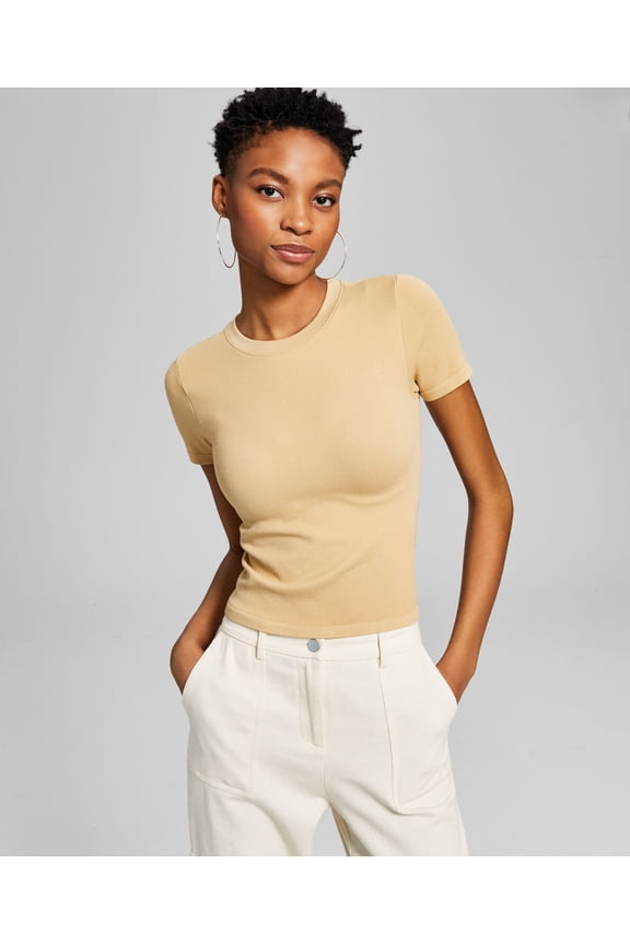 Women's Seamless Short-Sleeve Crewneck Top Camel M