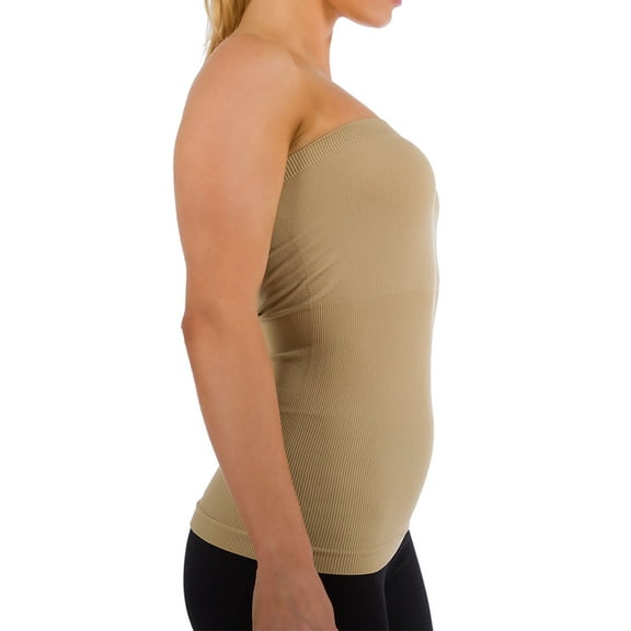 Women's Seamless Sleeveless Long Bandeau Tube Top Stretch Shirt