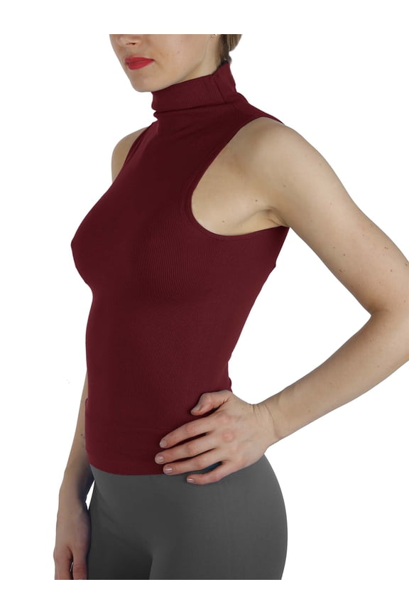 Seamless Ribbed Mock Neck Sleeveless Top for Women – Slim Fit Body Shaping Shirt