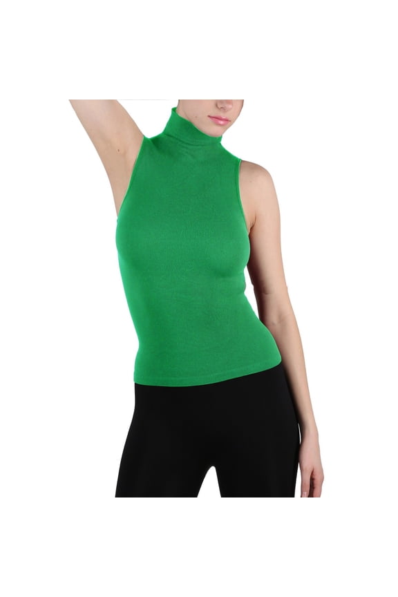 Seamless Ribbed Mock Neck Sleeveless Top for Women – Slim Fit Body Shaping Shirt