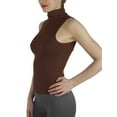 thumbnail image 1 of Kuda Moda Seamless Ribbed Mock Neck Sleeveless Top for Women – Slim Fit Body Shaping Shirt, 1 of 8