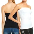 thumbnail image 1 of Women's Seamless Solid Plain Colors Strapless Ribbed Tube Top (Black/White), 1 of 1