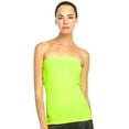 thumbnail image 1 of Women's Seamless Solid Plain Colors Strapless Ribbed Tube Top (N. Yellow), 1 of 2