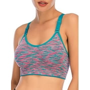 FOCUSSEXY Women's Seamless Sports Bra Medium Support Bras Paded Racerback Support for Gym Workout Activewear Fitness Yoga Bra