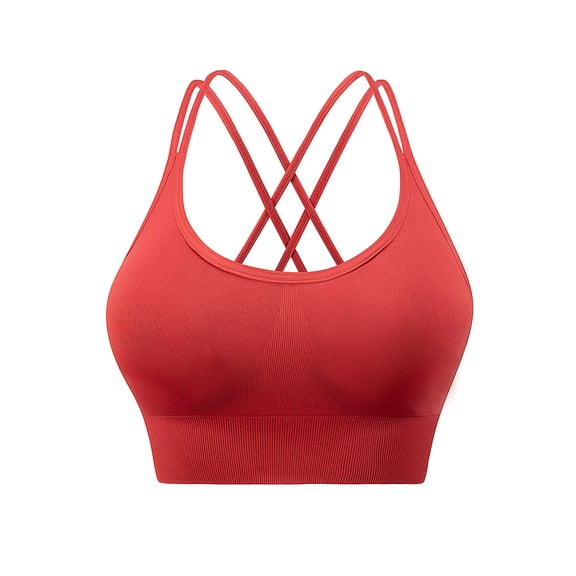 Womens Seamless Sports Bra Yoga Bras Solid Sleeveless Cold Shoulder Casual Tanks Blouse V-Neck Back-Smoothing Bra Feature Hook and Eye Closure Training Bra Tops Style Y-12 s