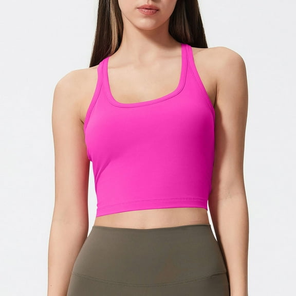 Women's Seamless Sports Bra with Built-In Light Support and Thin Straps, Soft Wirefree Sports Bras for Yoga and Everyday Wear, Size 2-12