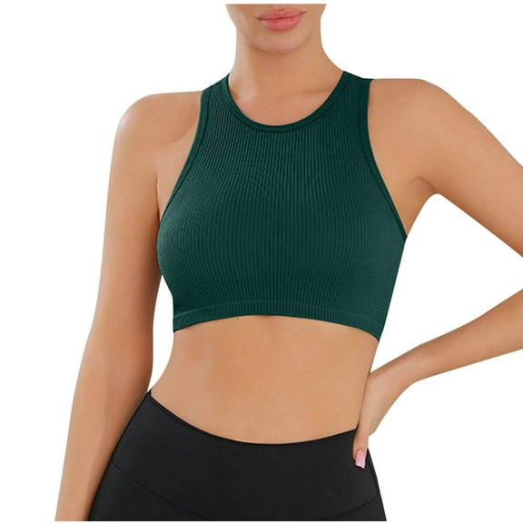 Women's Seamless Sports Bras High Neck Padded Yoga Workout Crop Tank Top with Built in Pads 2025