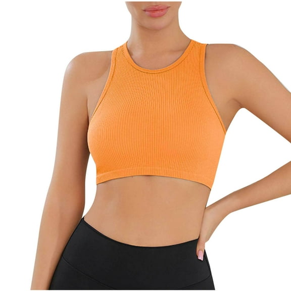 Women's Seamless Sports Bras High Neck Padded Yoga Workout Crop Tank Top with Built in Pads 2025