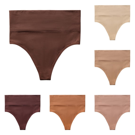 Women's Seamless Sports Yoga Thong Mid Waist Underwear T Pants, L, Coffee