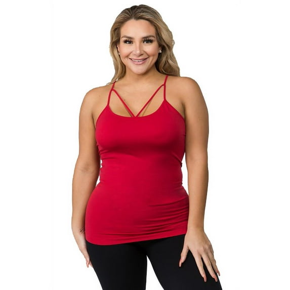 Women's Seamless Strappy Detail Cami Top Plus Size - Crimson