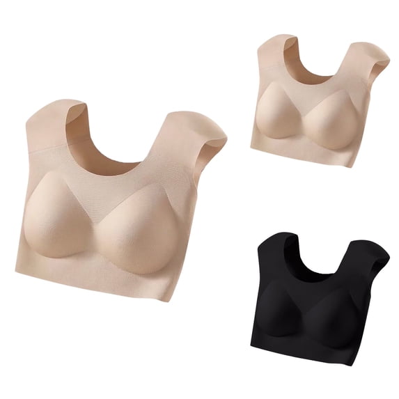 Women's Seamless T-Shirt Bra with Removable Padded Straps, Full Coverage Side Support, Wireless Push-Up Comfort for Everyday Wear