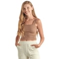 thumbnail image 1 of Women’s Seamless Textured Crop Tank, Mocha, ML, 1 of 5