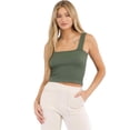 thumbnail image 1 of Women’s Seamless Textured Crop Tank, Smoky Olive, SM, 1 of 5