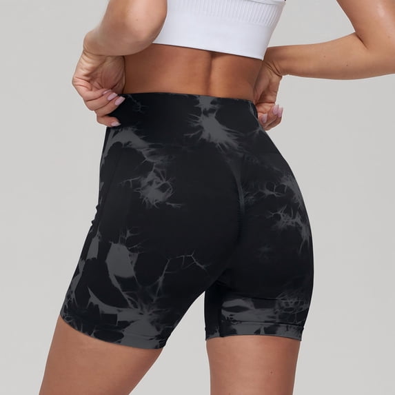 Women’s Seamless Tie-Dye High Waist Workout Shorts – Butt Lift Athletic Yoga Shorts