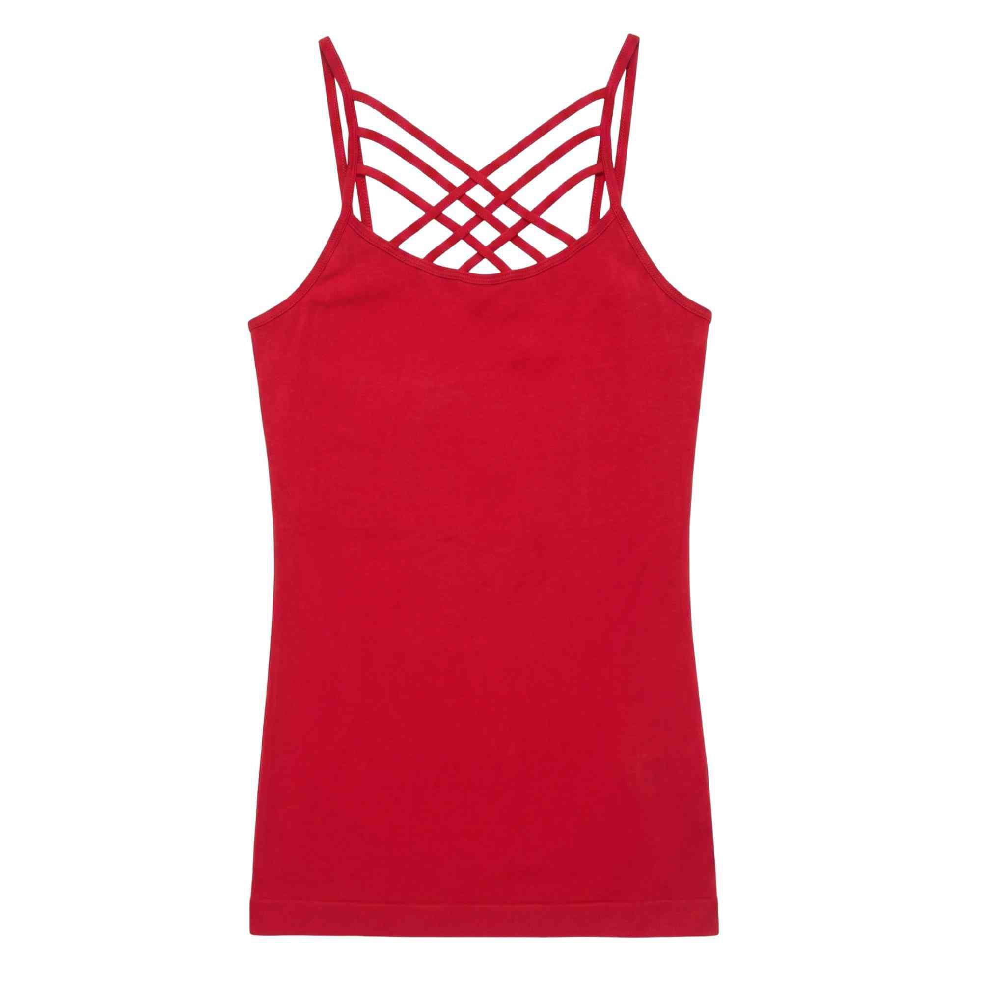 Women's Seamless Triple Criss-Cross Front Cami Tank Top, Nude, One