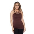 thumbnail image 1 of Women's Seamless Triple Criss-Cross Front Cami Tank Top, Decadent Chocolate, One Size, 1PC, 1 of 5