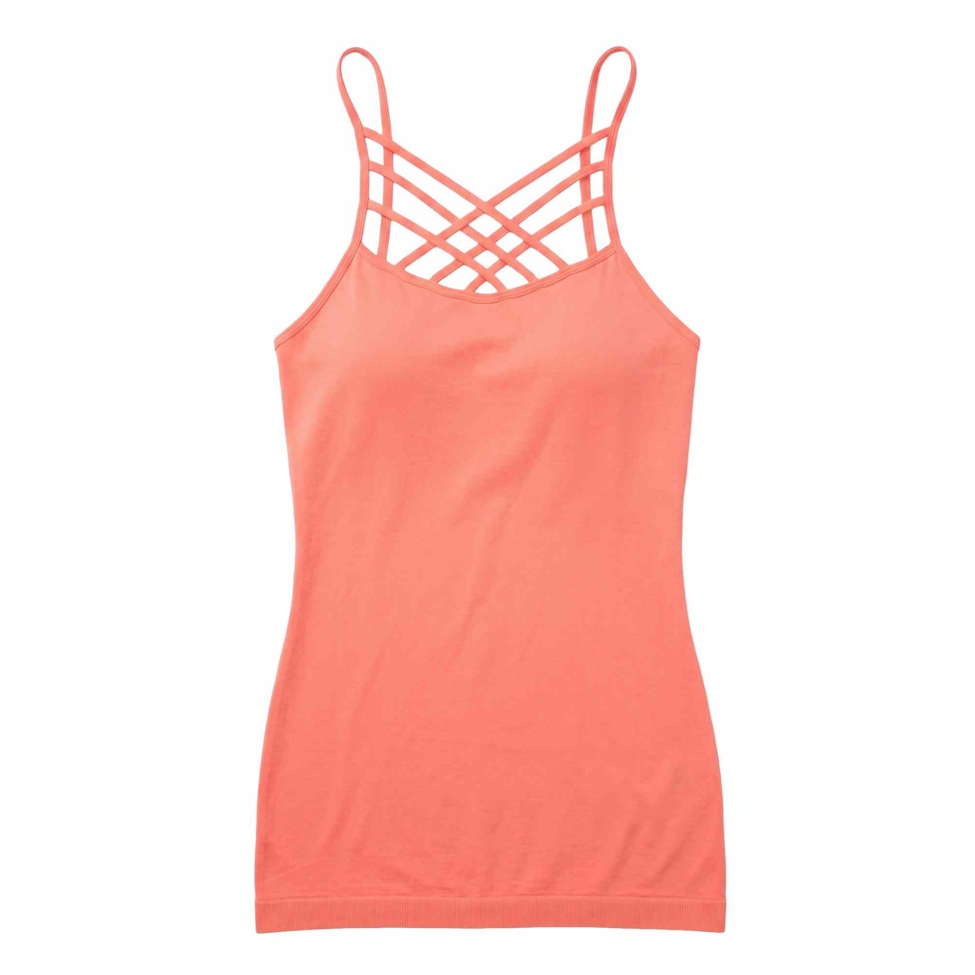 Women's Seamless Triple Criss-Cross Front Cami Tank Top, Nude, One