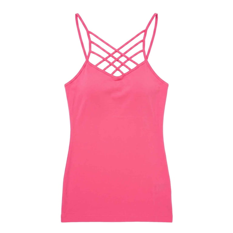 トップス trace cross camisole Women's Seamless Triple Criss-Cross Front Cami Tank Top, Hot Pink