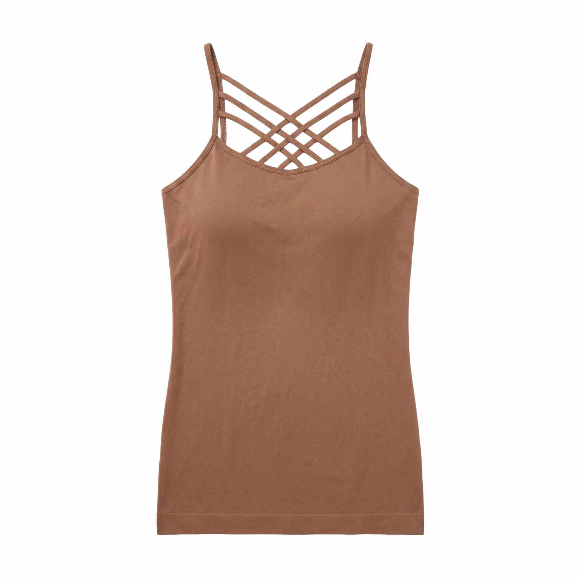 トップス trace cross camisole Women's Seamless Triple Criss-Cross Front Cami Tank Top, Nude, One