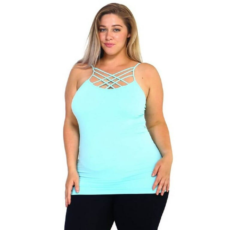 トップス TORNADO MART FEMME velour camisole Women's Seamless Triple Criss-Cross Front Cami Tank Top