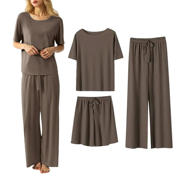 Women's Seamless Trousers Suit Summer Comfortable High Waist Wide Leg Palazzo Pants Casual Wear Minimalist Pure Color Outfit