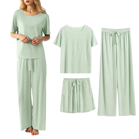 Women's Seamless Trousers Suit Summer Comfortable High Waist Wide Leg Palazzo Pants Casual Wear Minimalist Pure Color Outfit