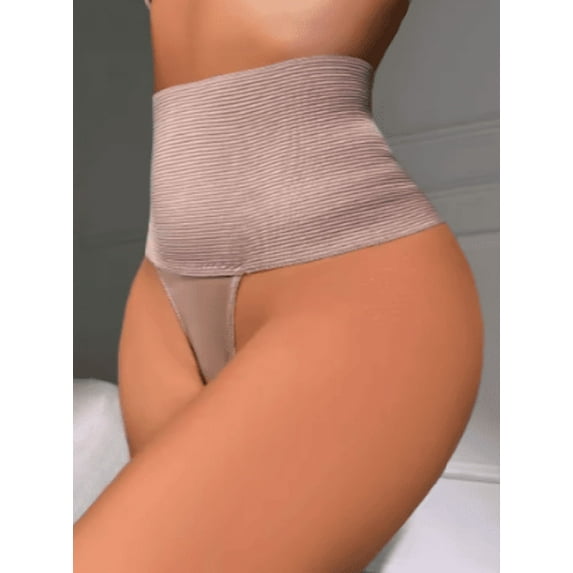 Women's Seamless Tummy Control Shapewear Thong, Nude, Small