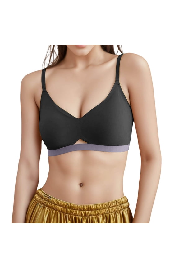 Women's Seamless Underwear Hollow Contrasting Color Bra Comfortable Soft Supportive Everyday Wear