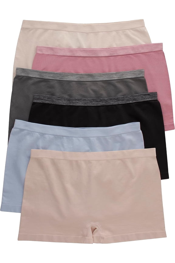 Women's Seamless Underwear Pack, Comfort Flex Fit Bikini Boyshort or Thong Panties, 6-Pack